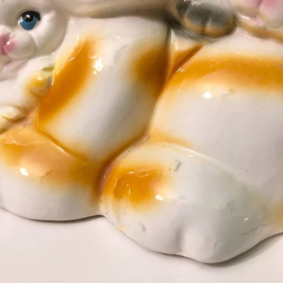 Vintage Cat Coin Bank Kittens Ceramic Figurine 8 Inch Long Kitsch - Picture 14 of 16